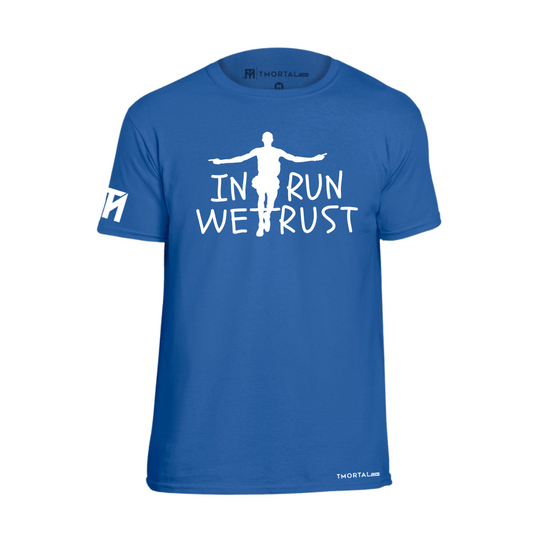 PLAYERA TM IN RUN WE TRUST MAN AZUL