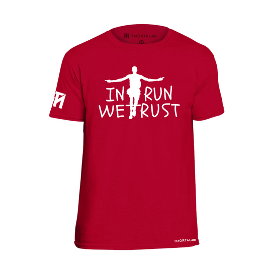 PLAYERA TM IN RUN WE TRUST MAN ROJA